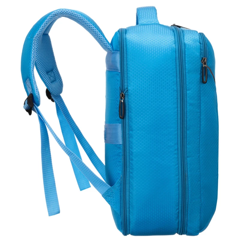 Podróżny plecak z poliestru w niebieskim kolorze wyposażony w oddychające szelki - Peterson