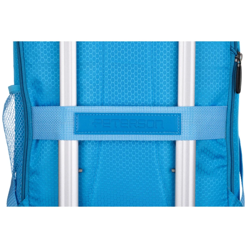 Podróżny plecak z poliestru w niebieskim kolorze wyposażony w oddychające szelki - Peterson