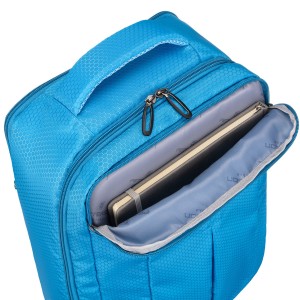 Podróżny plecak z poliestru w niebieskim kolorze wyposażony w oddychające szelki - Peterson