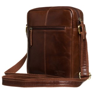 Brązowa listonoszka męska ze skóry naturalnej, zamykana suwakiem - Peterson