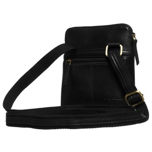 Męska listonoszka ze skóry naturalnej w czarnym kolorze, jednokomorowa i zamykana suwakiem - Peterson