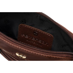 Brązowa, męska listonoszka ze skóry naturalnej zamykana suwakiem - Peterson