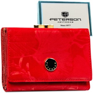 Elegancki, czerwony portfel damski ze skóry naturalnej i ekologicznej - Peterson