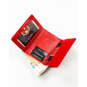 Elegancki, czerwony portfel damski ze skóry naturalnej i ekologicznej - Peterson