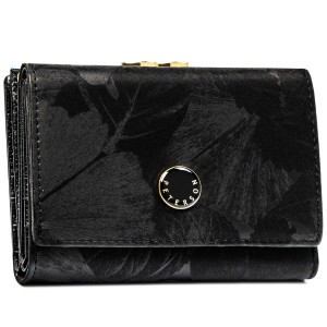 Elegancki portfel damski ze skóry naturalnej i ekologicznej w czarnym kolorze - Peterson