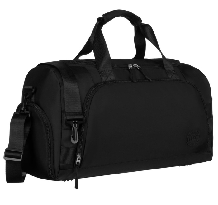 "Czarna torba podróżna z uchwytem na walizkę i regulowanym paskiem – Peterson"