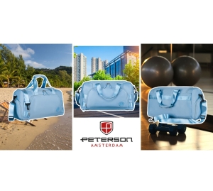 Weekendowa torba podróżna w błękitnym kolorze z uchwytem na walizkę - Peterson