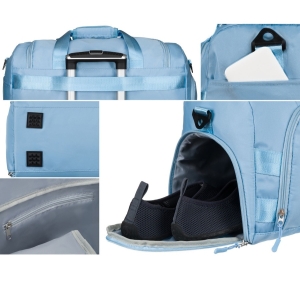 Weekendowa torba podróżna w błękitnym kolorze z uchwytem na walizkę - Peterson