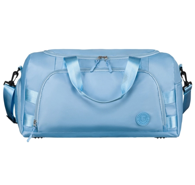 Weekendowa torba podróżna w błękitnym kolorze z uchwytem na walizkę - Peterson
