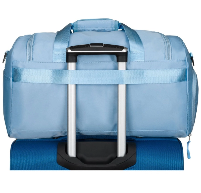 Weekendowa torba podróżna w błękitnym kolorze z uchwytem na walizkę - Peterson