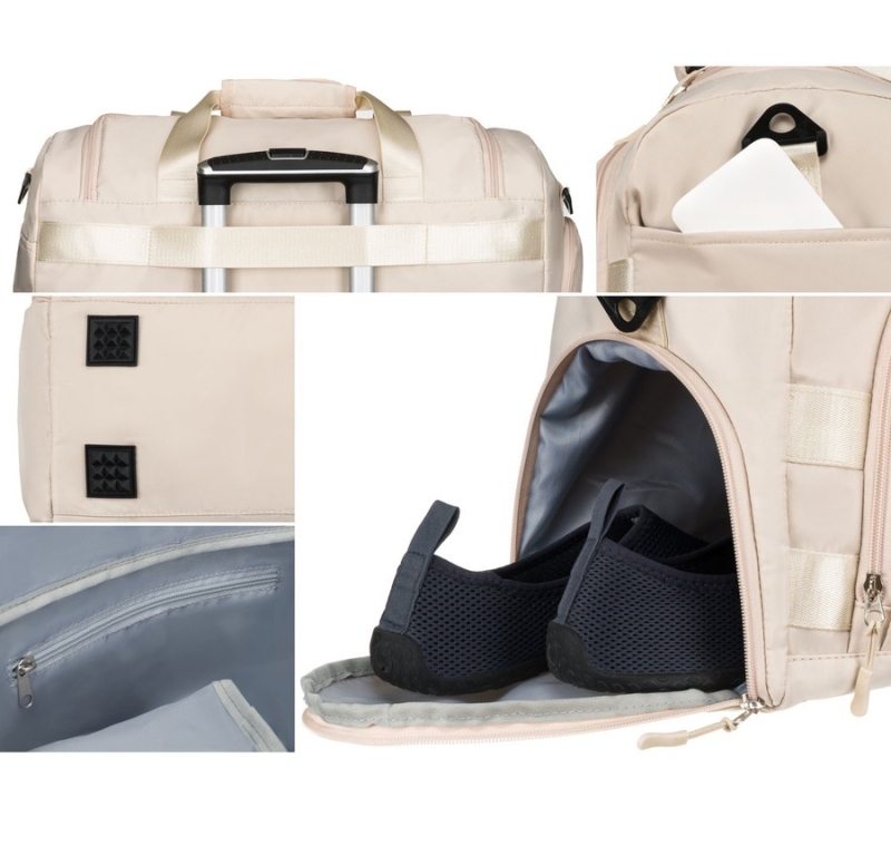 Beżowa torba podróżna lub na siłownię wykonana z poliestru - Peterson