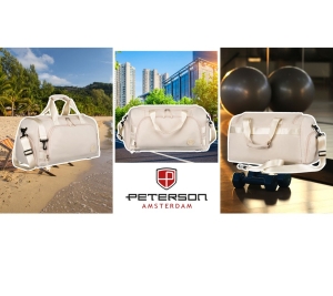 Beżowa torba podróżna lub na siłownię wykonana z poliestru - Peterson