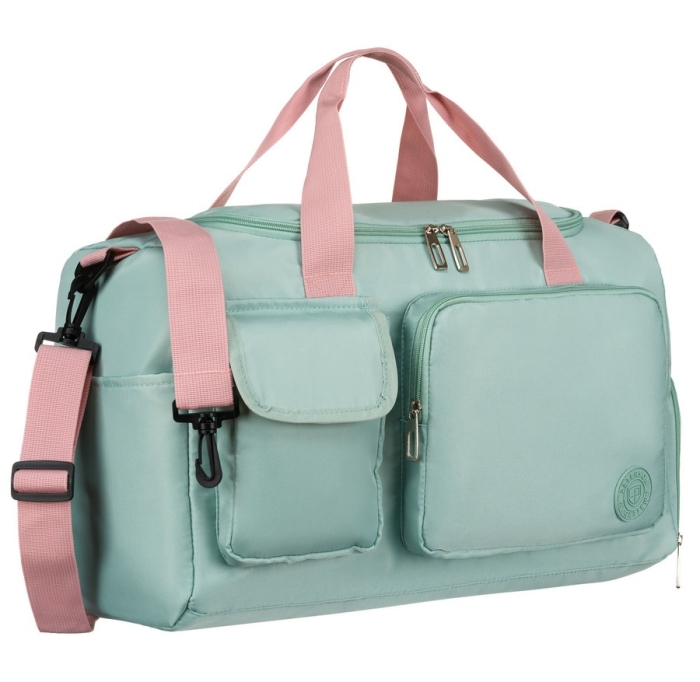 Zielono-różowa torba podróżna Peterson PTN 23032-8276, widok z przodu