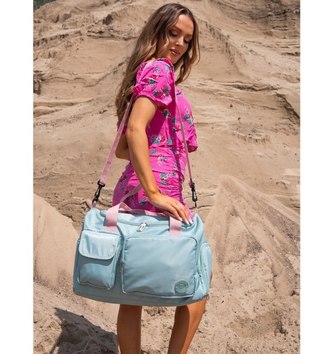 Torba sportowa Peterson zielono-różowa z regulowanym paskiem na ramię