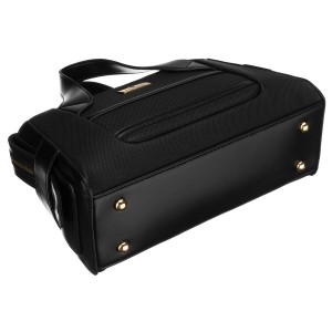 Elegancka, czarna torebka damska wykonana z materiału syntetycznego, zamykana suwakiem - Peterson