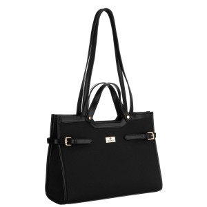 Czarna torebka damska zamykana klipsem magnetycznym, zawieszona na wygodnych uchwytach - Peterson