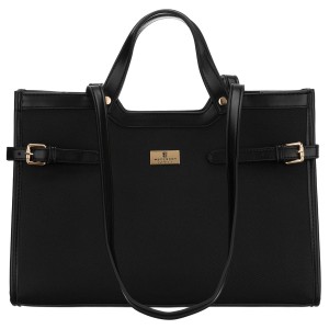 Czarna torebka damska zamykana klipsem magnetycznym, zawieszona na wygodnych uchwytach - Peterson