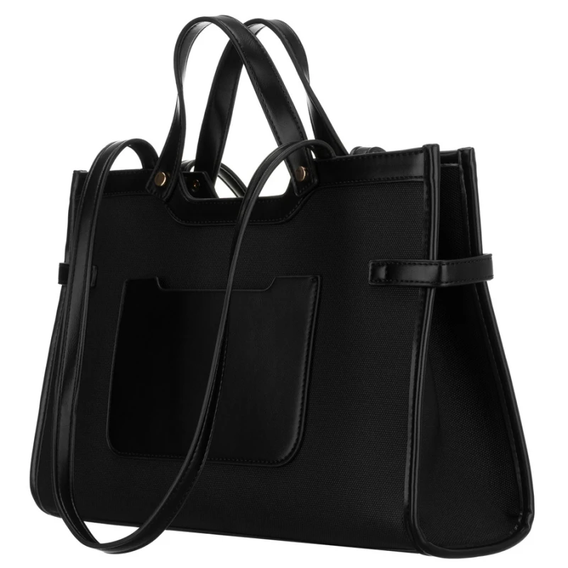 Czarna torebka damska zamykana klipsem magnetycznym, zawieszona na wygodnych uchwytach - Peterson