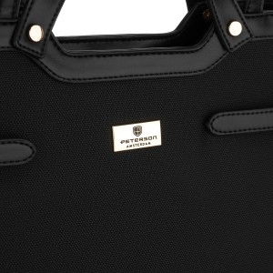 Czarna torebka damska zamykana klipsem magnetycznym, zawieszona na wygodnych uchwytach - Peterson