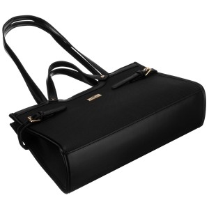 Czarna torebka damska zamykana klipsem magnetycznym, zawieszona na wygodnych uchwytach - Peterson