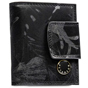 Mały portfel damski w czarnym kolorze zamykany na bigiel i zatrzask - Peterson