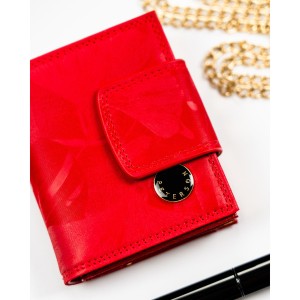 Mały, czerwony portfel damski zamykany na bigiel i zatrzask - Peterson