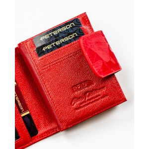 Mały, czerwony portfel damski zamykany na bigiel i zatrzask - Peterson
