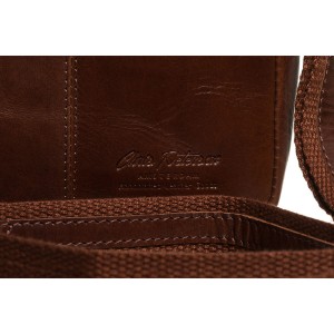 Skórzana, brązowa torba męska na ramię z klapką i etui w zestawie - Peterson