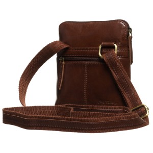 Elegancka, brązowa listonoszka męska ze skóry naturalnej z etui w zestawie - Peterson