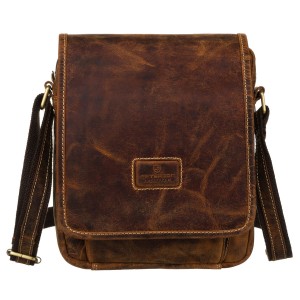 Skórzana listonoszka męska z klapką w brązowym kolorze - Peterson