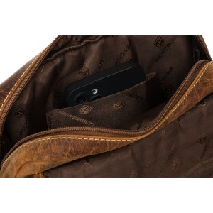 Skórzana listonoszka męska z klapką w brązowym kolorze - Peterson