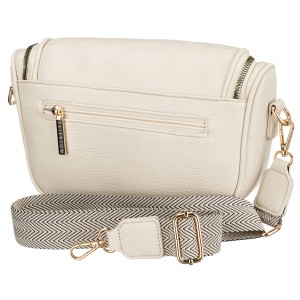 Saszetka damska ze skóry ekologicznej w jasnobeżowym kolorze, zamykana suwakiem - Peterson