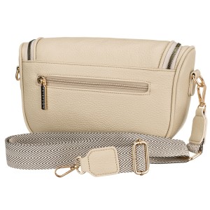 Saszetka damska ze skóry ekologicznej w beżowym kolorze z kieszenią na rewersie - Peterson