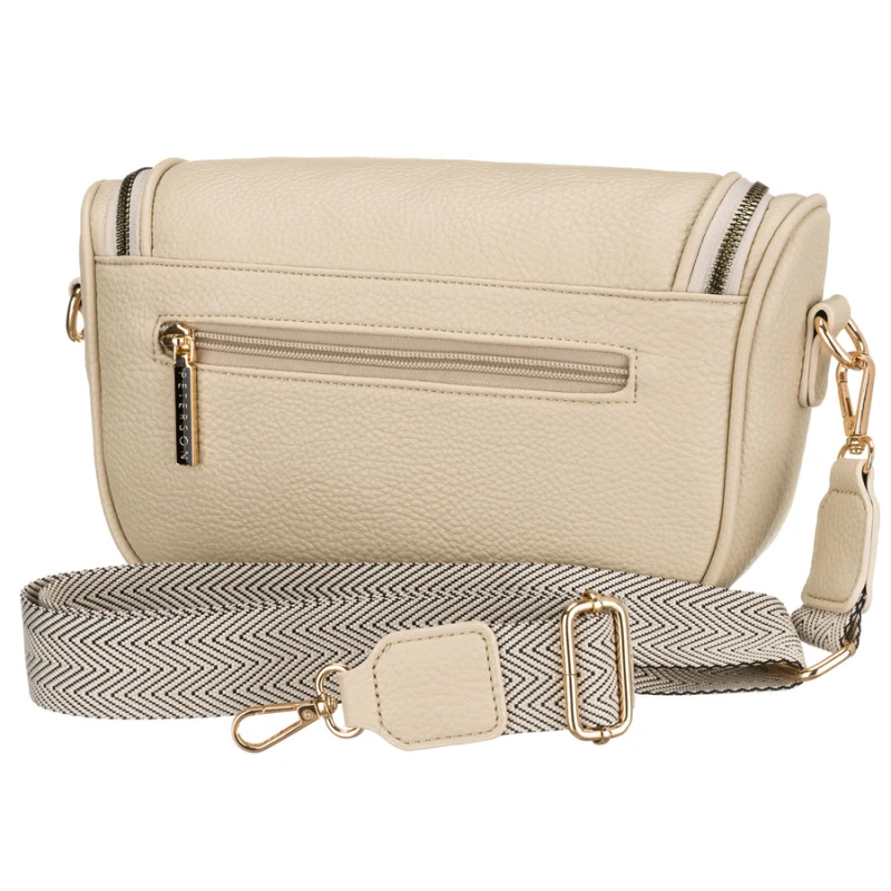 Saszetka damska ze skóry ekologicznej w beżowym kolorze z kieszenią na rewersie - Peterson