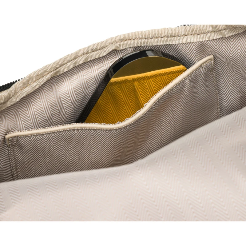 Saszetka damska ze skóry ekologicznej w beżowym kolorze z kieszenią na rewersie - Peterson