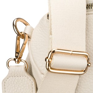 Modna, jasnobeżowa nerka damska ze skóry ekologicznej - Peterson