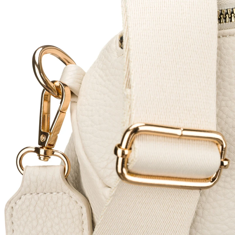 Modna, jasnobeżowa nerka damska ze skóry ekologicznej - Peterson