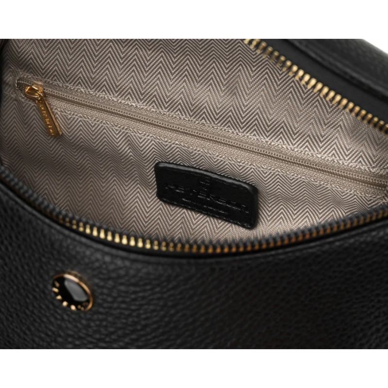 Praktyczna, miejska nerka damska ze skóry ekologicznej w czarnym kolorze, jednokomorowa - Peterson