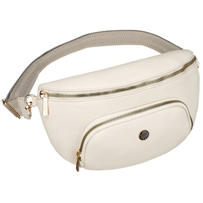 Jasnobeżowa nerka damska ze skóry ekologicznej zamykana suwakiem - Peterson