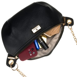 Saszetka damska ze skóry ekologicznej w czarnym kolorze, jednokomorowa - Peterson