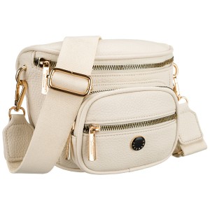 Saszetka damska wykonana ze skóry ekologicznej w jasnobeżowym kolorze - Peterson