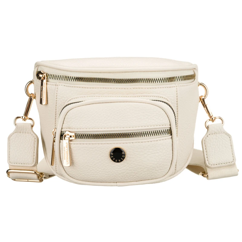 Saszetka damska wykonana ze skóry ekologicznej w jasnobeżowym kolorze - Peterson