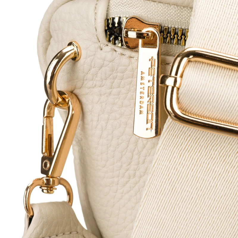 Saszetka damska wykonana ze skóry ekologicznej w jasnobeżowym kolorze - Peterson