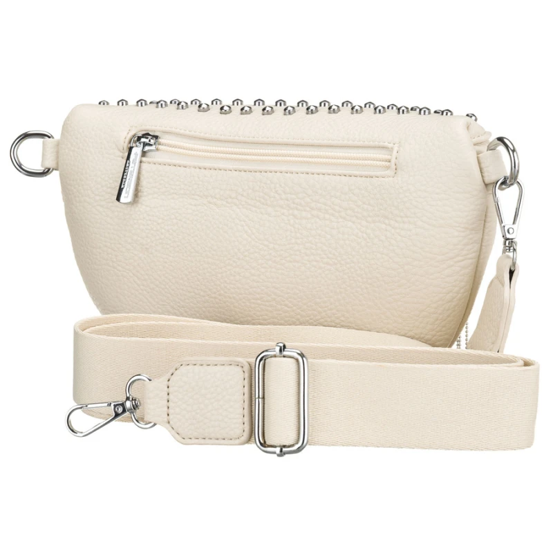 Modna saszetka damska wykonana ze skóry ekologicznej w jasnobeżowym kolorze, zamykana suwakiem - Peterson