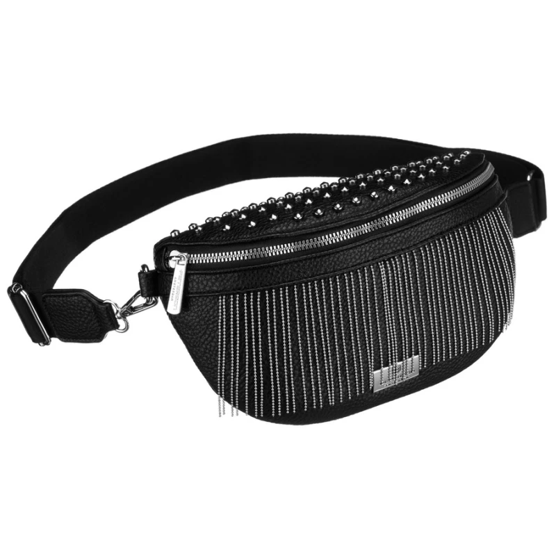 Stylowa, czarna saszetka damska wykonana ze skóry ekologicznej - Peterson