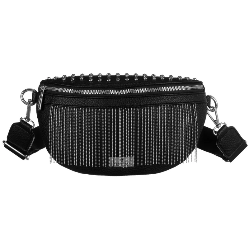 Stylowa, czarna saszetka damska wykonana ze skóry ekologicznej - Peterson