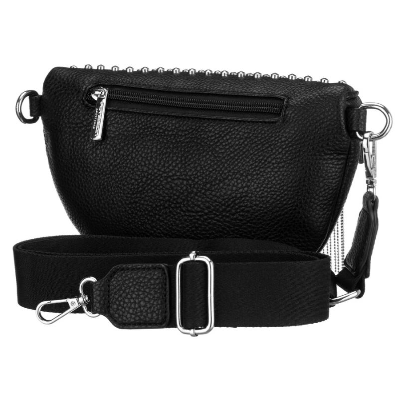 Stylowa, czarna saszetka damska wykonana ze skóry ekologicznej - Peterson