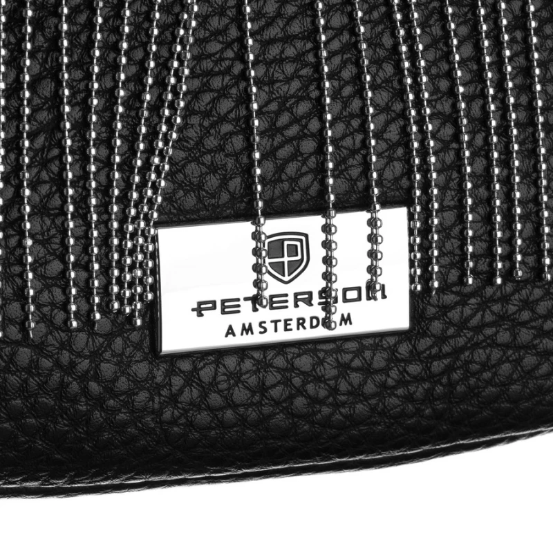 Stylowa, czarna saszetka damska wykonana ze skóry ekologicznej - Peterson