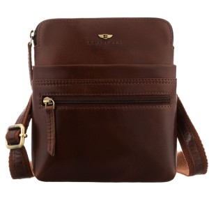 Mała brązowa skórzana listonoszka męska Peterson – widok z przodu