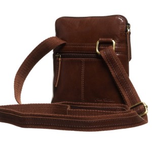 Brązowa listonoszka męska Peterson ze skóry naturalnej – widok z boku